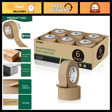 6 Rolls Brown Packing Tape - 2" x 55 Yds, Writable Kraft Tape for Moving  Shipp