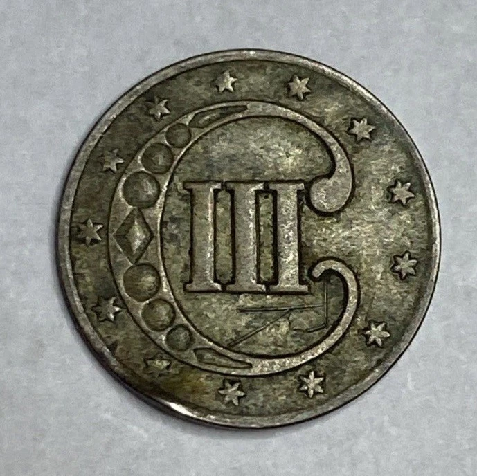 1853 VF Sm Dent - 3 Cent Trime - Smallest US Coin - Exact Coin Imaged #3C105 - Image 2 of 2