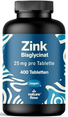 Zink Tabletten 25mg - 400 Stück - Zink-Bisglycinat - Vegan - Laborgeprüft