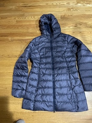 Women's EDDIE BAUER Luna Peak EB550 Blue Down Hooded Puffer Jacket ~ Size Small