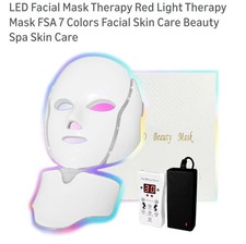 Colorful LED Light Therapy Mask 7 Settings Adjustable Portable Facial Skin Care