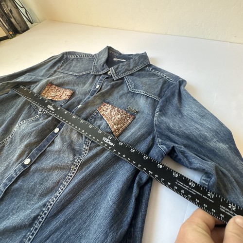 Harley-Davidson Damen Paisley Bandana Denim Druckknopfleiste Hemd Größe Medium - Bild 5 von 8