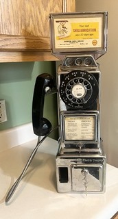 Extremely nice clean vintage chrome Automatic Electric pay phone With Two Keys.