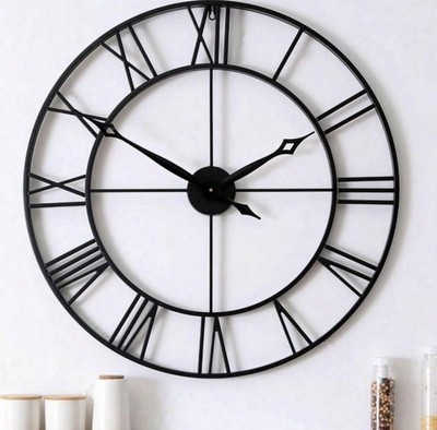 24 Inch Black Metal Skeleton Wall Clock