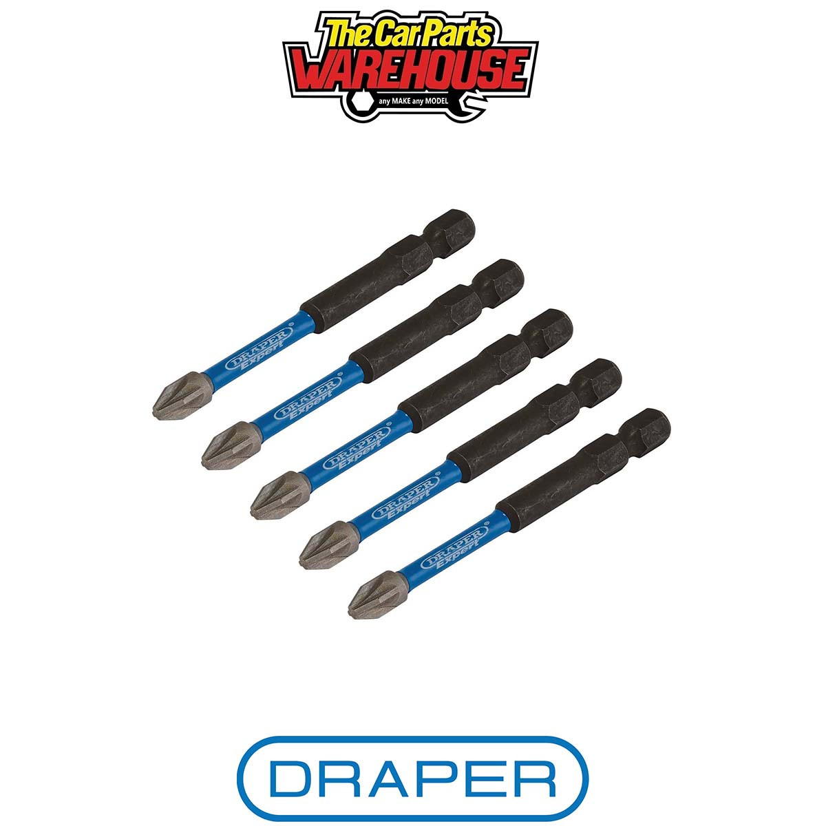 Draper 05675 Draper Expert PZ-Type Impact Screwdriver Bits No2 x 75mm 1/4"" Hex (
