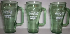 Vintage Coca Cola Whataburger Cowboy Green Glasses 80s Set of 3