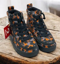 New BILLY Footwear Classic Lace High Kids Shoes Size 13 Zip Orange Black Camo