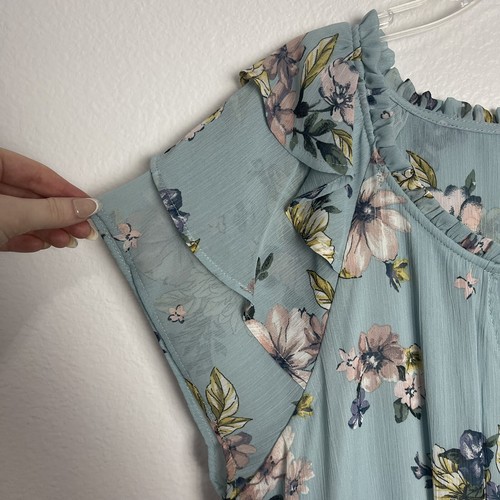 Xhilaration Size XXL Mini Dress Floral Fit Flare Ruffles Cap Sleeve Target Blue - Bild 2 von 4