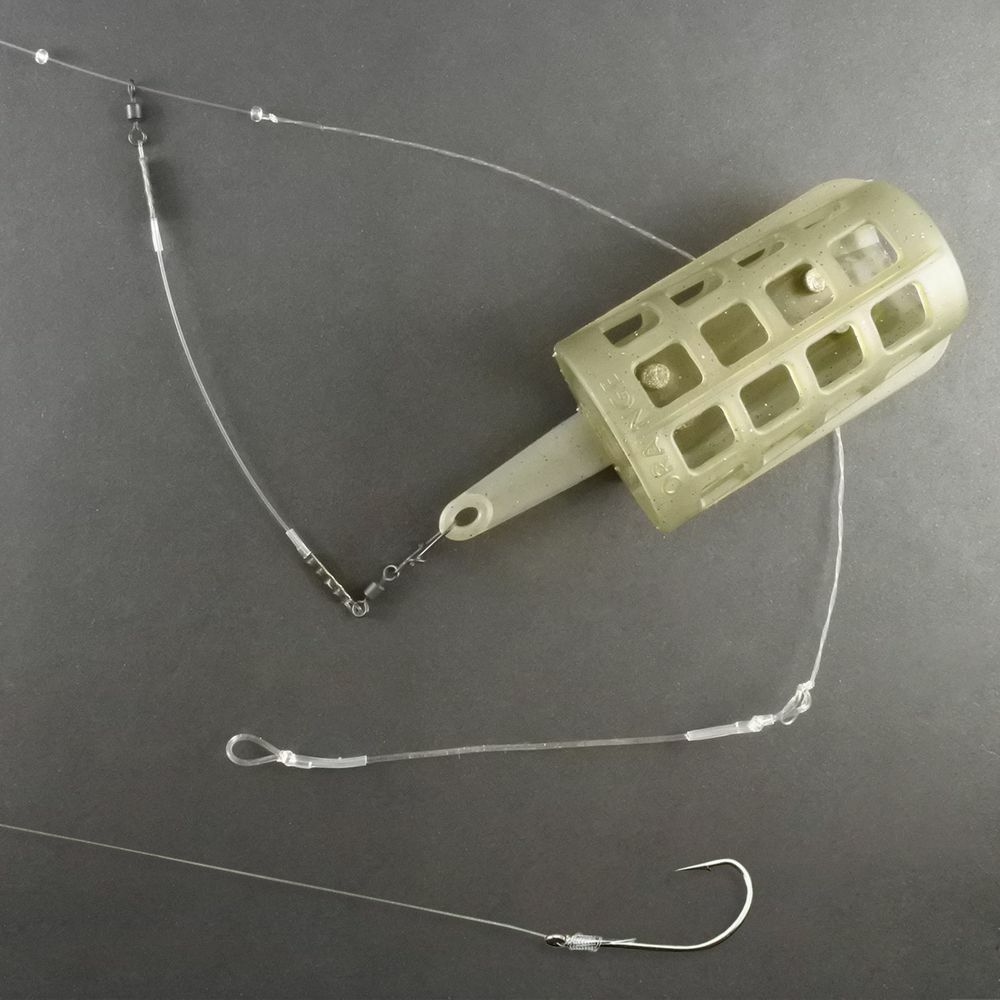 RUNNING Feeder Rig – Fertige Karpfenmontage Mit Fluorocarbon, Futterkorb & Haken