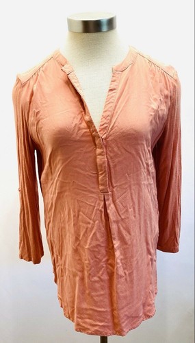 PLEIONE maglione donna manica lunga scollo a V arancione camicia casual taglia extra small