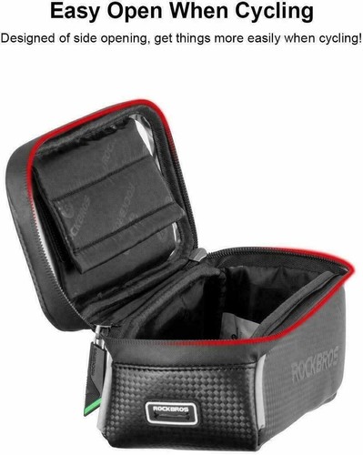 Bolsa de marco de tubo superior frontal para bicicleta MTB impermeable con soporte para teléfono para ciclismo de 1 pieza negra - Imagen 6 de 19
