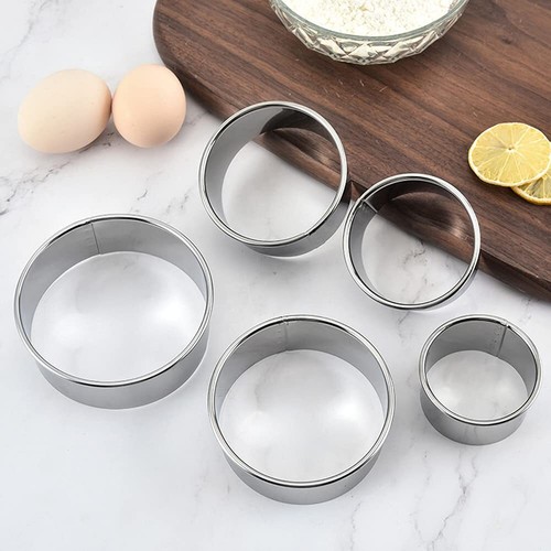 5 Pack Stainless Steel Round Cookie Cutter Set Biscuit Doughnut Cutters Mold - Picture 6 of 8