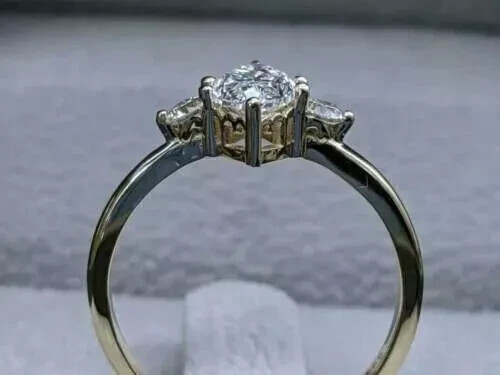 2.50Ct Marquise Cut  Moissanite Solitaire Ring 14K Yellow Gold Plated - Bild 2 von 8