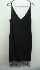 DEBUT All Night Ladies Elegant Black Beaded Hem Strappy Party Evening Dress 10