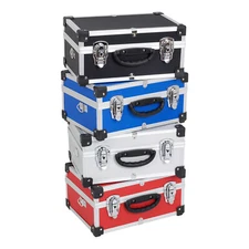 Münzkoffer 4 Set Sammler Aufbewahrungsbox Aluminiumkiste Schwarz Blau Rot Silber