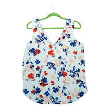 Banana Republic Floral Blouse Medium Sleeveless Flowy White