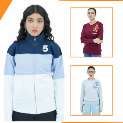 Sweatshirt Damen Pullover Sweatjacke Pulli Fleece aus hochwertige Baumwolle