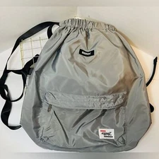 WANDF Gray Drawstring Backpack String Bag Sackpack Cinch Bag