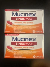 2 Pack Mucinex Sinus-Max Pressure Pain & Cough 40 Ct Exp 02/2027