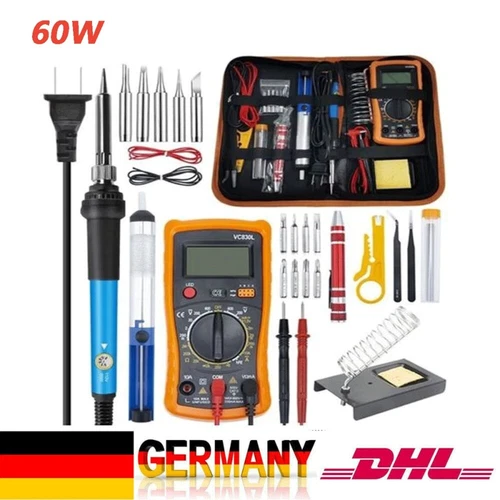 Lötkolben Set  Lötset Lötstation Temperatur Einstellbar Soldering Iron Wire 60W