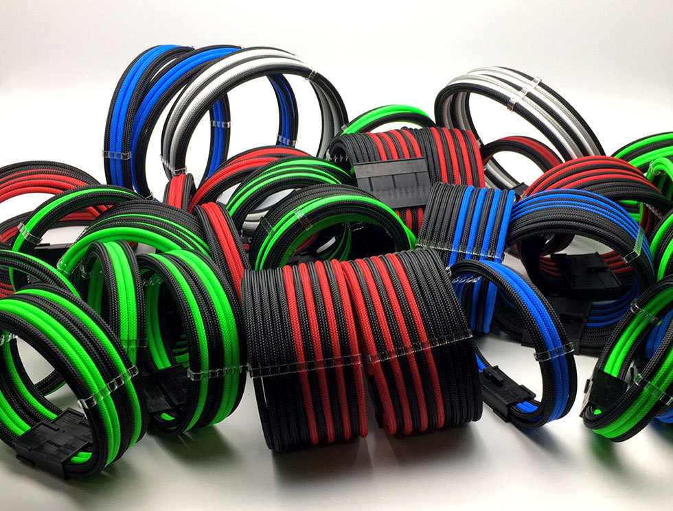 6 Curved Sleeved Extension + Cable Combs 24pin 8pin 4pin ATX CPU, 8pin 6pin PCIE