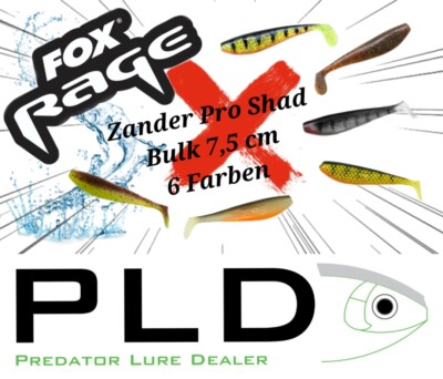 Fox Rage Zander Pro Shad Bulk 7,5 cm Gummifisch Softbait Barsch Zander Forelle