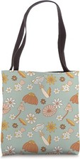 Retro Mushroom Flower Hippie 60s 70s Aesthetic Large Tote Bags For Women Canvas