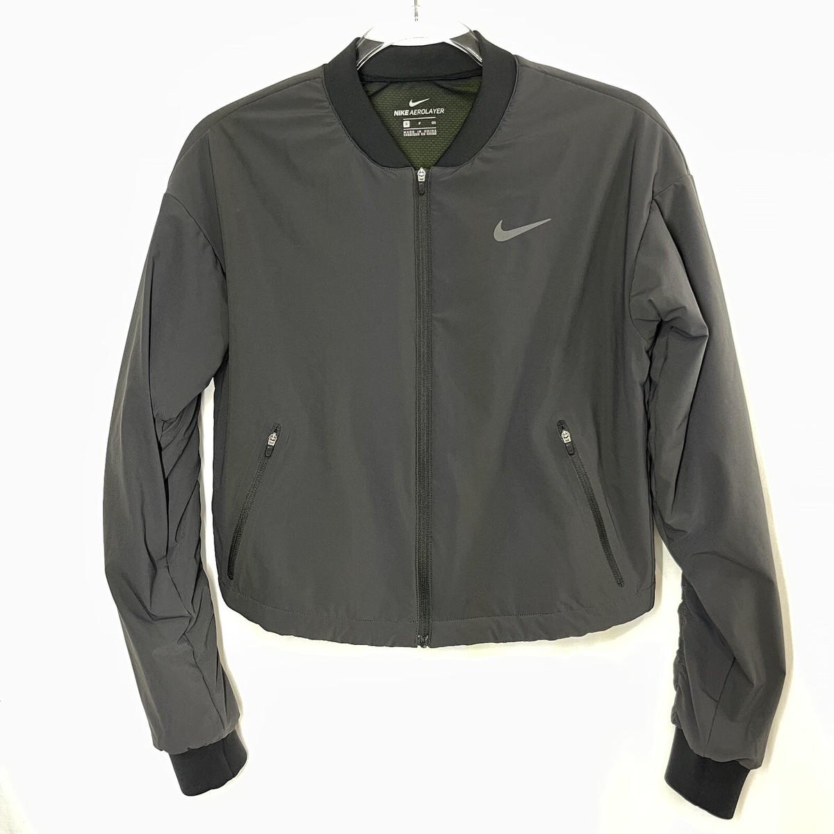 Nike Womens AeroLayer Training Cropped Bomber Jacket 811034 Black - Main Image