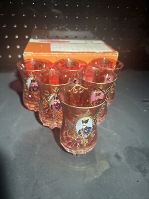 Pasabahce Turkish Tea Glasses, Authentic Turkey 2 3/4 oz 110cc Red / Pink RARE