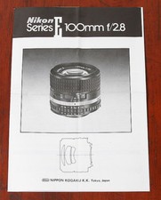 NIKON 100MM F/2.8 SERIES E INSTRUCTION BOOK/126023