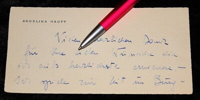 Angelika Hauff , alte signierte Original Handschrift