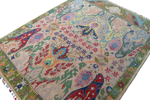 Handmade Pattern ikat PinkTraditional Oriental Style 100% Wool - Picture 12 of 15