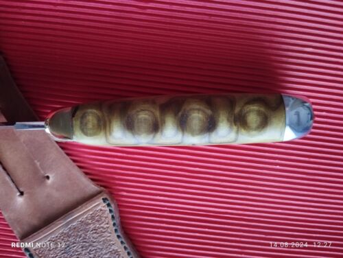 Jagdmesser Fahrtenmesser beidhändig Lederscheide Linkshänder Essigbaum Holz - Bild 12 von 14