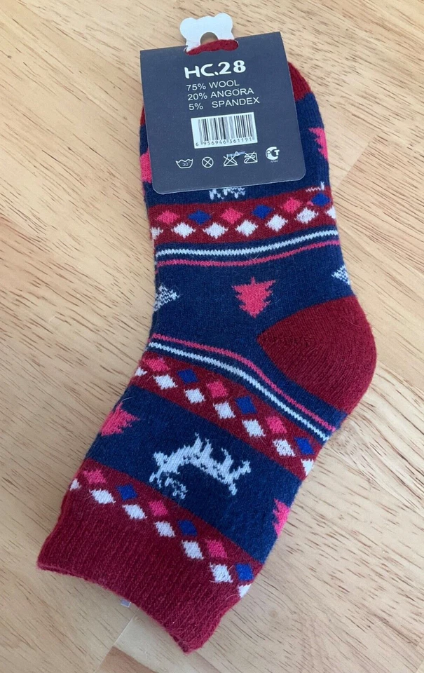 HC.28 KIDS 羊毛安哥拉中筒袜儿童大号鞋码欧盟 29-34,美国 1-6 全新 — 第 2/4 张图片