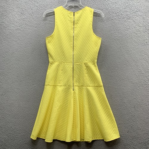 Donna Morgan Anthropologie Fit & Flare Dress Textured Back Zipper Yellow Size 6 - Picture 9 of 14