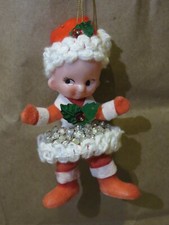 Vintage Walco Handmade Bead Sequin Elf Christmas Ornament