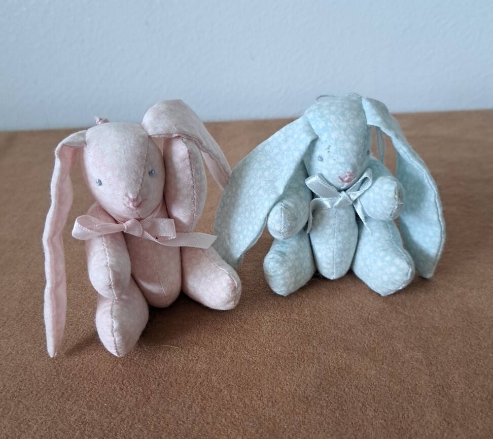 Pier 1 Jointed Fabric Baby Bunny Plush Ornaments 3 Inch