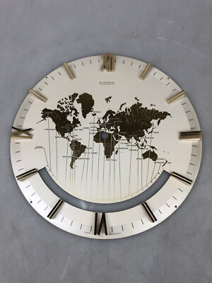 KIENZLE Zifferblatt für Weltuhr Tischuhr Weltzeit Uhr Weltkarte Metall  Selten