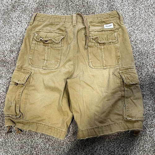 VTG Y2K Abercrombie Fitch Cargo Shorts Mens 36 Brown Baggy Distress Paratrooper - Picture 6 of 8