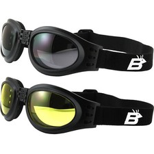 2 Pairs of Birdz Eyewear Parrot Black Padded Goggles Smoke  Yellow Lenses