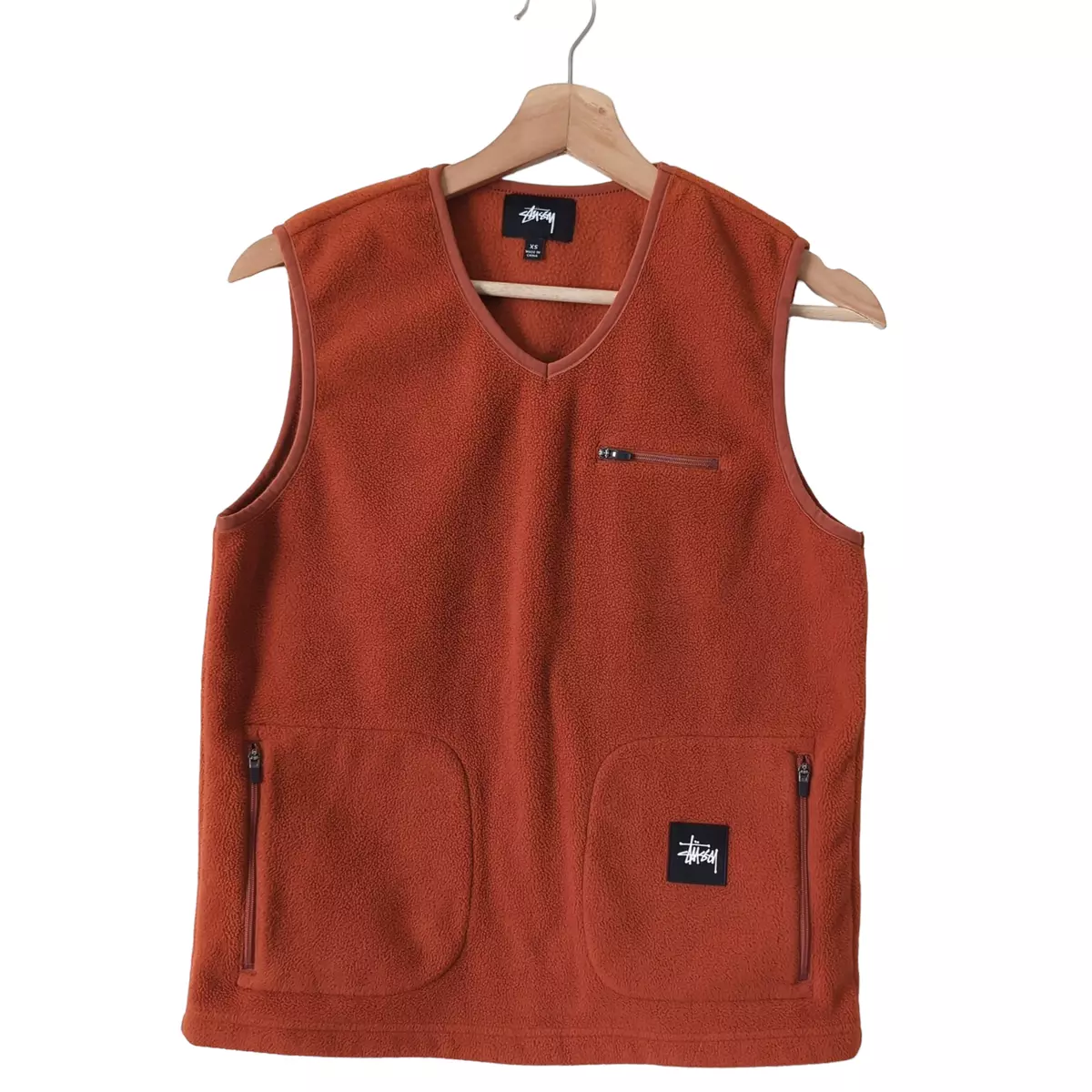 Stussy Tempo Layer Vest Clay Fleece Womens Top XS Grail Rare Burnt Orange