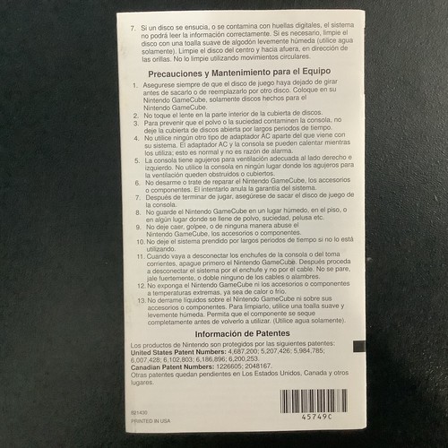 Precautions Booklet PM-DOL-USA-2 Nintendo Gamecube Insert Only - Picture 9 of 9