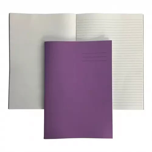 A4 Writing Exercise Book 80 Pages 8mm Feint Plain Purple x3