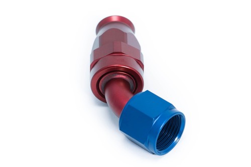 PTFE Alu Fitting Dash 6 / -6 AN / JIC 6 Anschluss 45° Blau/Rot eloxiert - Picture 4 of 8