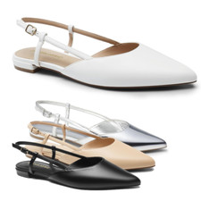 Women Pointed Toe Elegant Flat Shoes Slingback Low Heel Dress Office Work Shoes