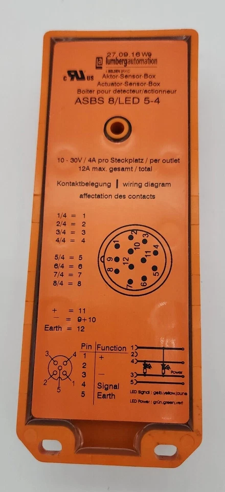 Lumberg ASBS8/ LED5-4 Actuator-Sensor-Box 10-30V/ 4A *NDA AVAILABLE* - Image 2 of 2
