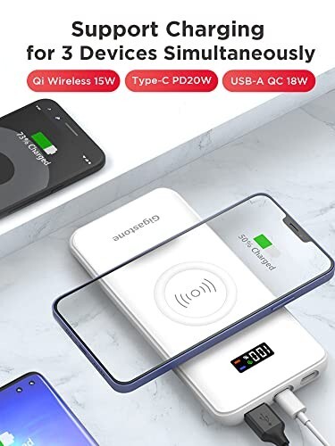 Gigastone 2in1 Power Bank 10000mAh Battery Pack, 20W Fast Charging with PD 3.0 - Picture 3 of 7
