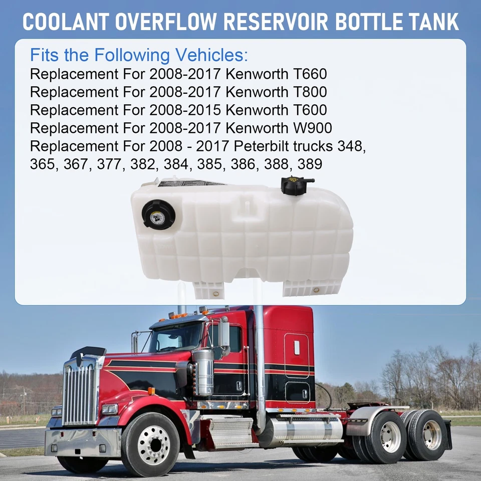Tanque de botella de depósito de recuperación de refrigerante NUEVO para Kenworth T660 T800 Peterbilt Foto 4 de 4