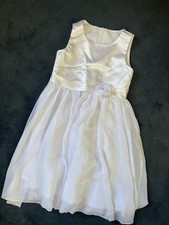 Uhnice Flower Girl Sleeveless White Chiffon Embroidered Dress Size 8/9