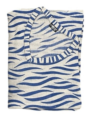 Blue Wave Pattern Cashmere Poncho Pashmina Wool Cape Wrap Soft Warm Women Long